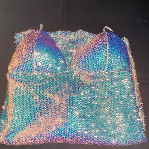 Unicorn color sequin mini dress from Fashion Nova